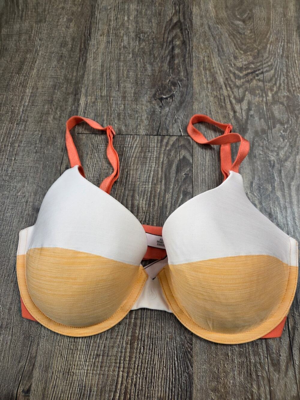 Victoria's Secret Uplift Demi Padded Underwire Bra Orange White 32DD